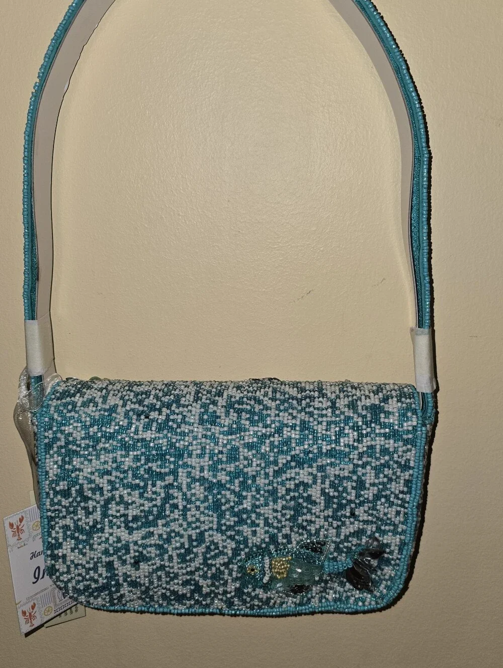 TJ Maxx Viral TikTok Beaded Fish Shoulder Bag Handcrafted India  Ocean Blue NWT